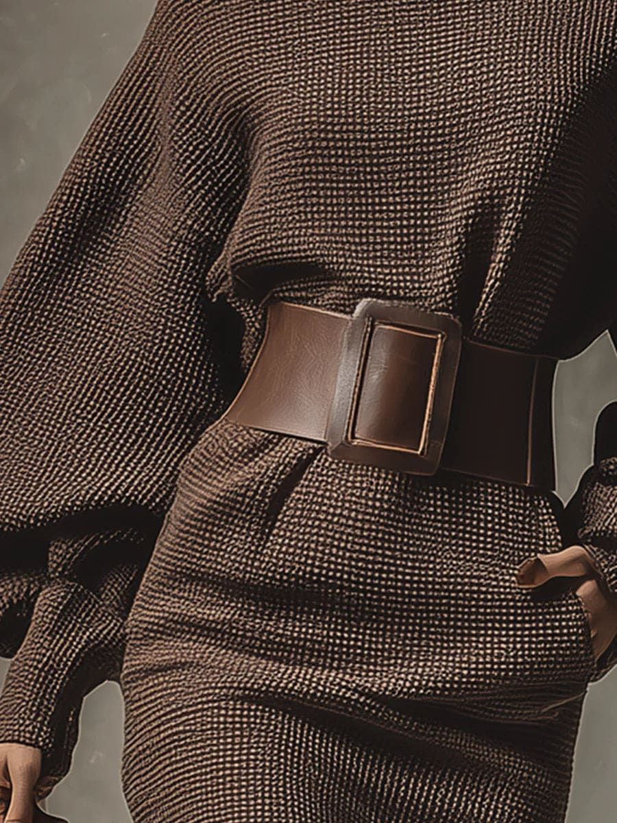 Cléa | Vestido Corto de Punto con Cinturón Elegante