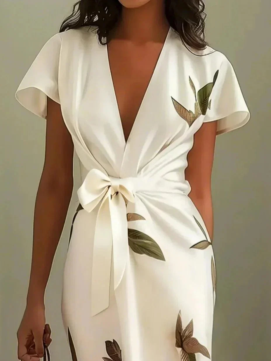 MADISON | VESTIDO MIDI CRUZADO CON ESTAMPADO BOTÁNICO Y ELEGANCIA ATEMPORAL