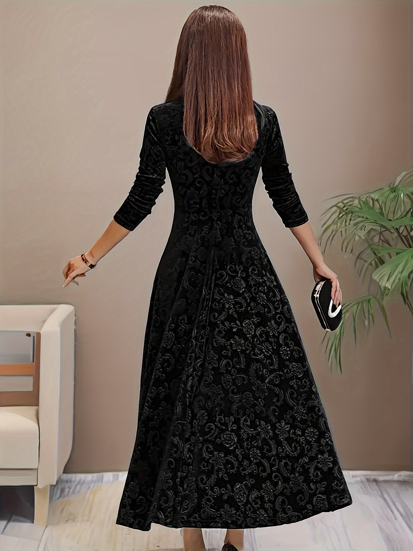 Clarissa | Vestido Navideño de Terciopelo Elegante
