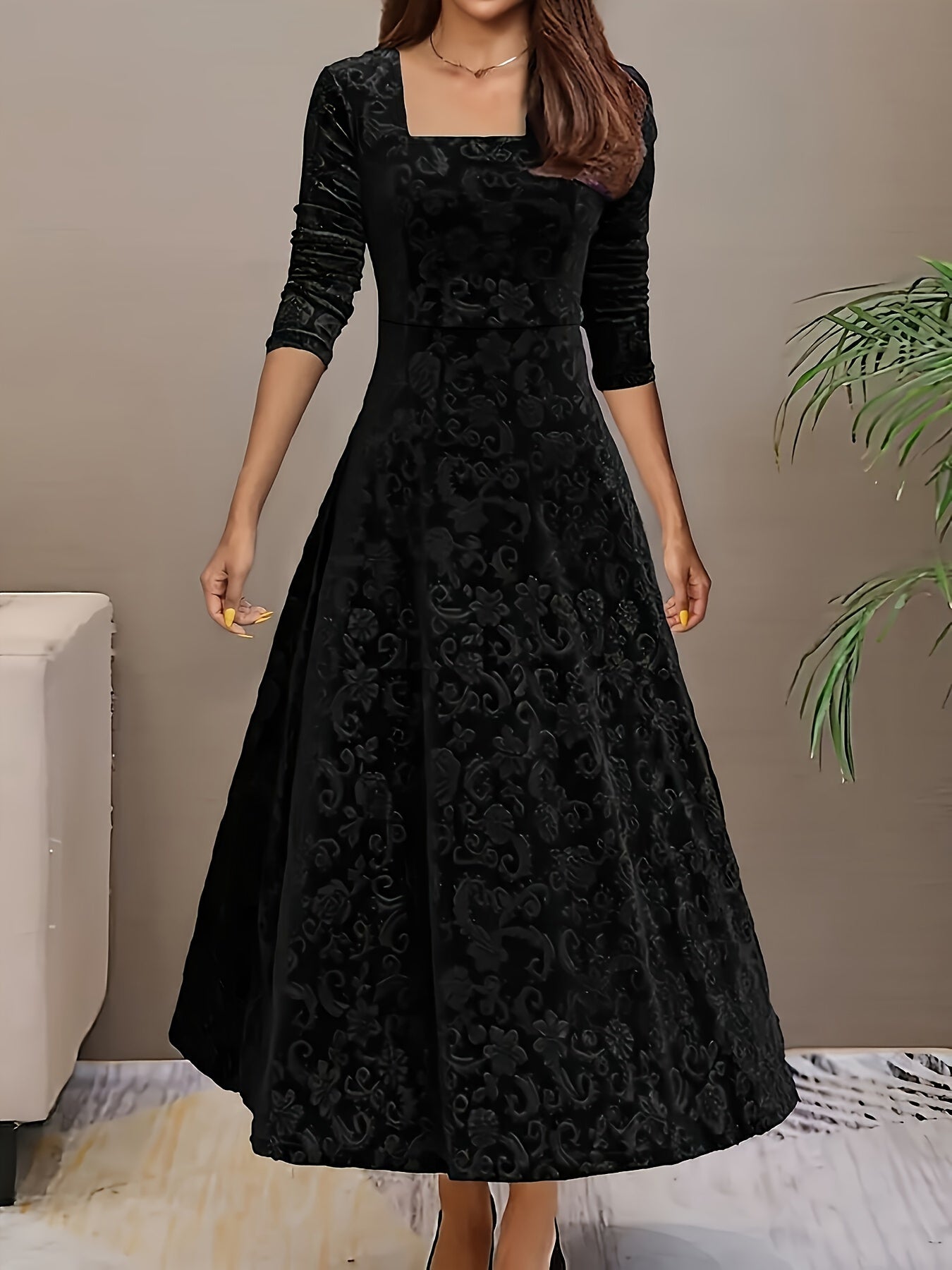Clarissa | Vestido Navideño de Terciopelo Elegante