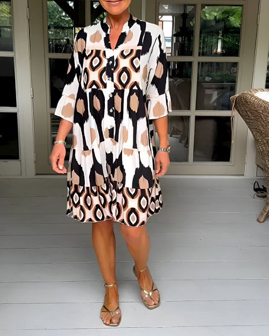 PARKER | VESTIDO MIDI GEOMÉTRICO POR CAPAS, ESTILO BOHO ATREVIDO