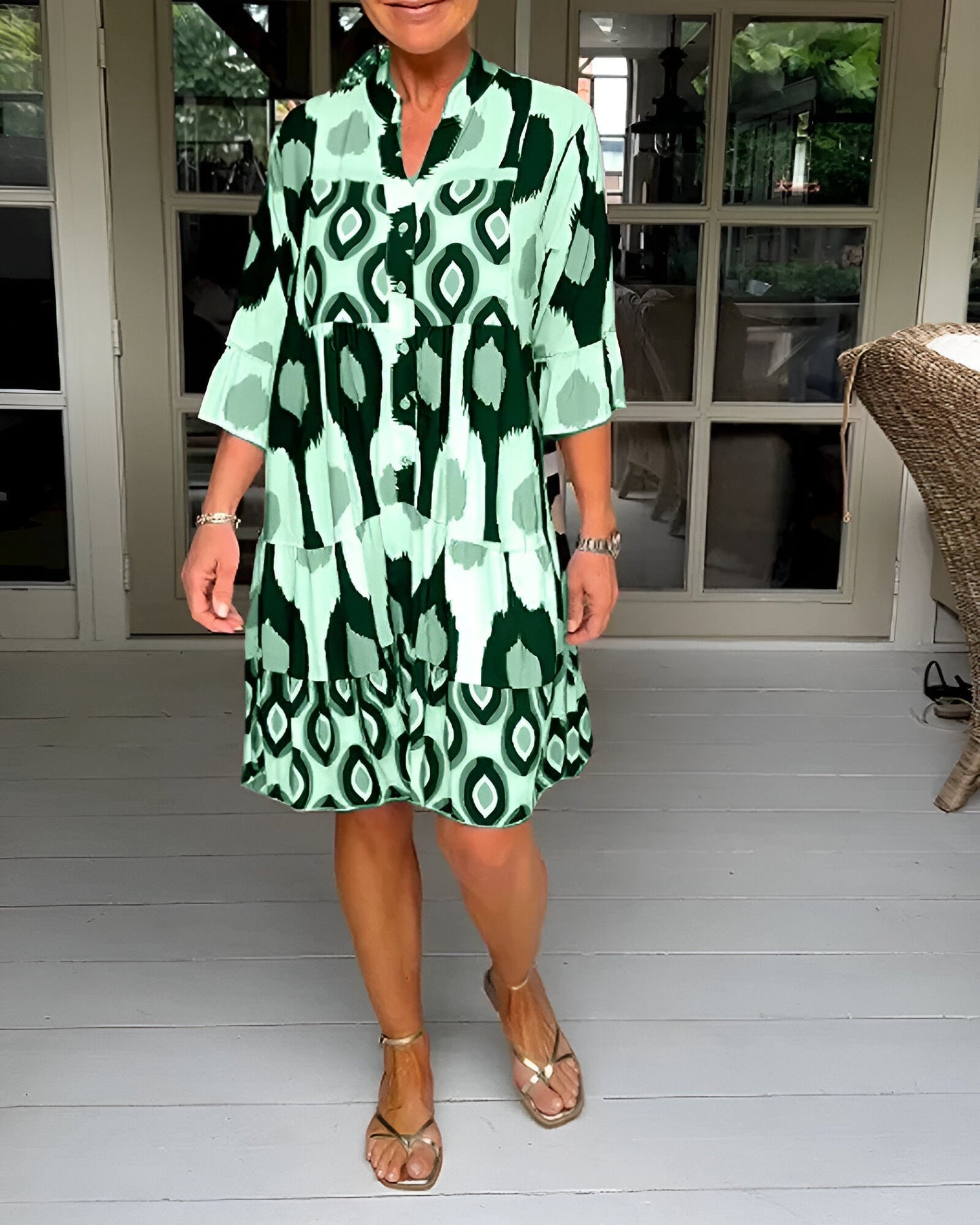 PARKER | VESTIDO MIDI GEOMÉTRICO POR CAPAS, ESTILO BOHO ATREVIDO