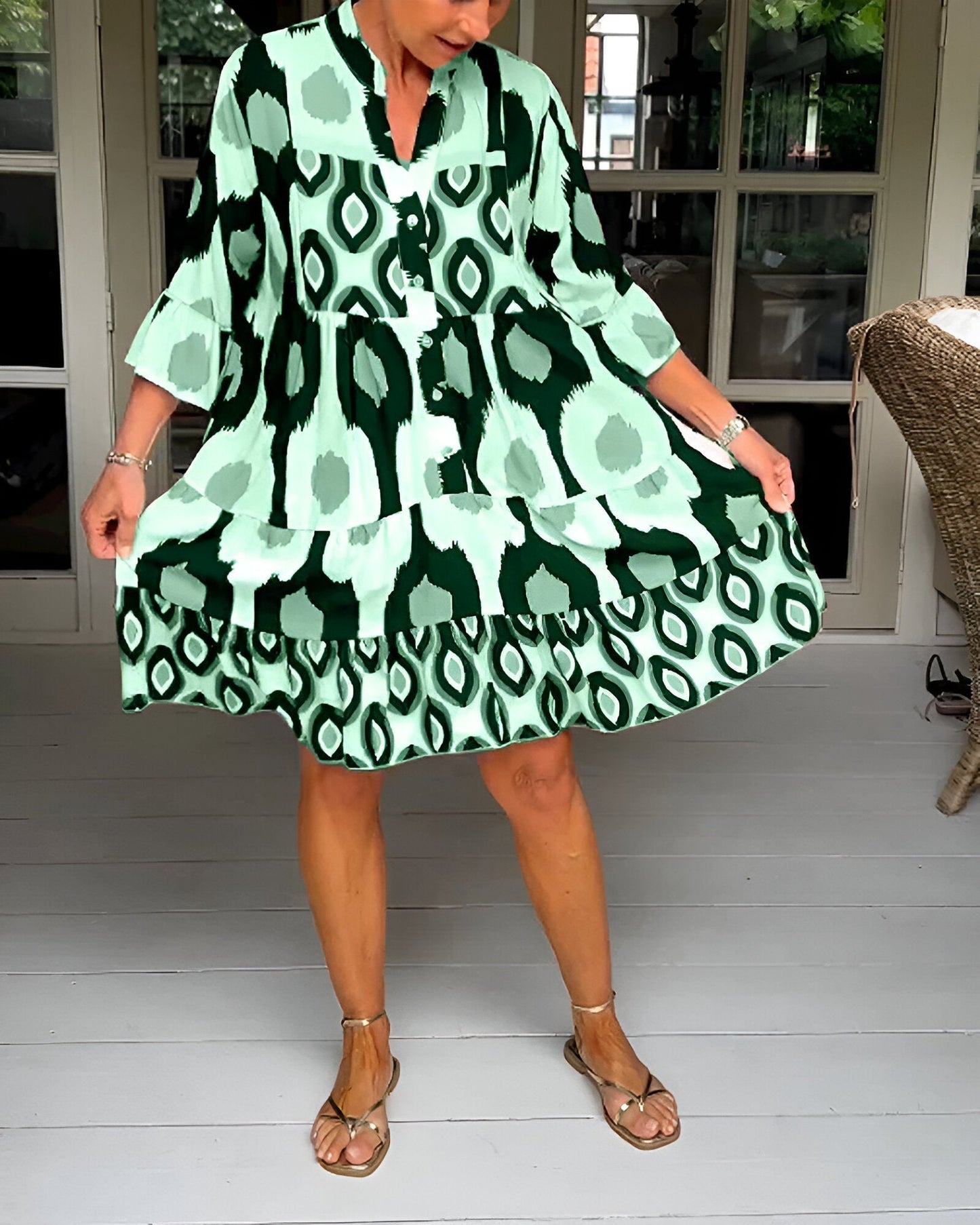 PARKER | VESTIDO MIDI GEOMÉTRICO POR CAPAS, ESTILO BOHO ATREVIDO