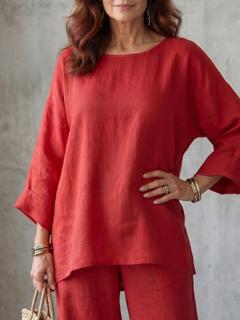 PRUE | CONJUNTO DE TÚNICA OVERSIZE Y PANTALÓN DE PERNERA ANCHA