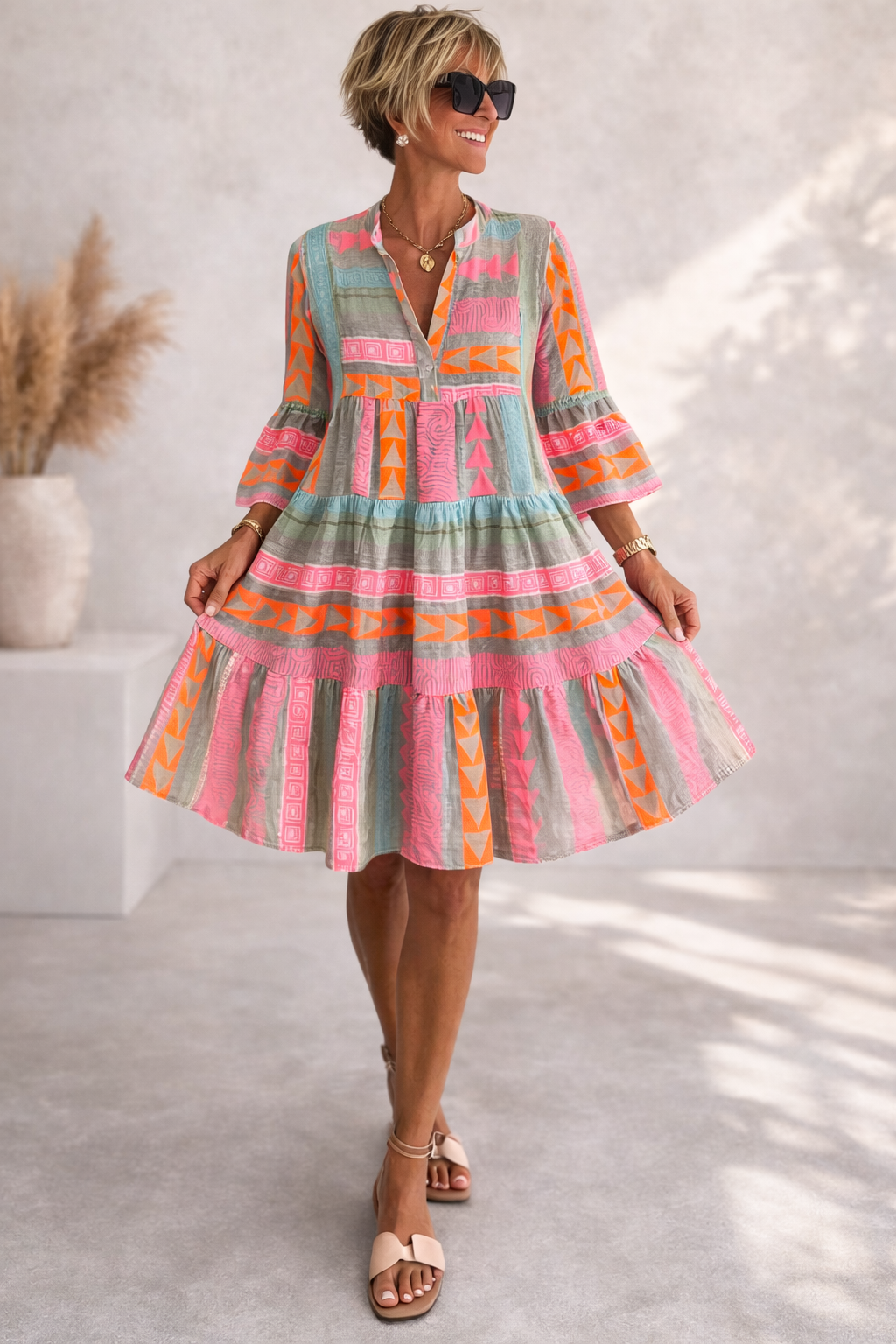 Elena | Vestido midi fluido estampado