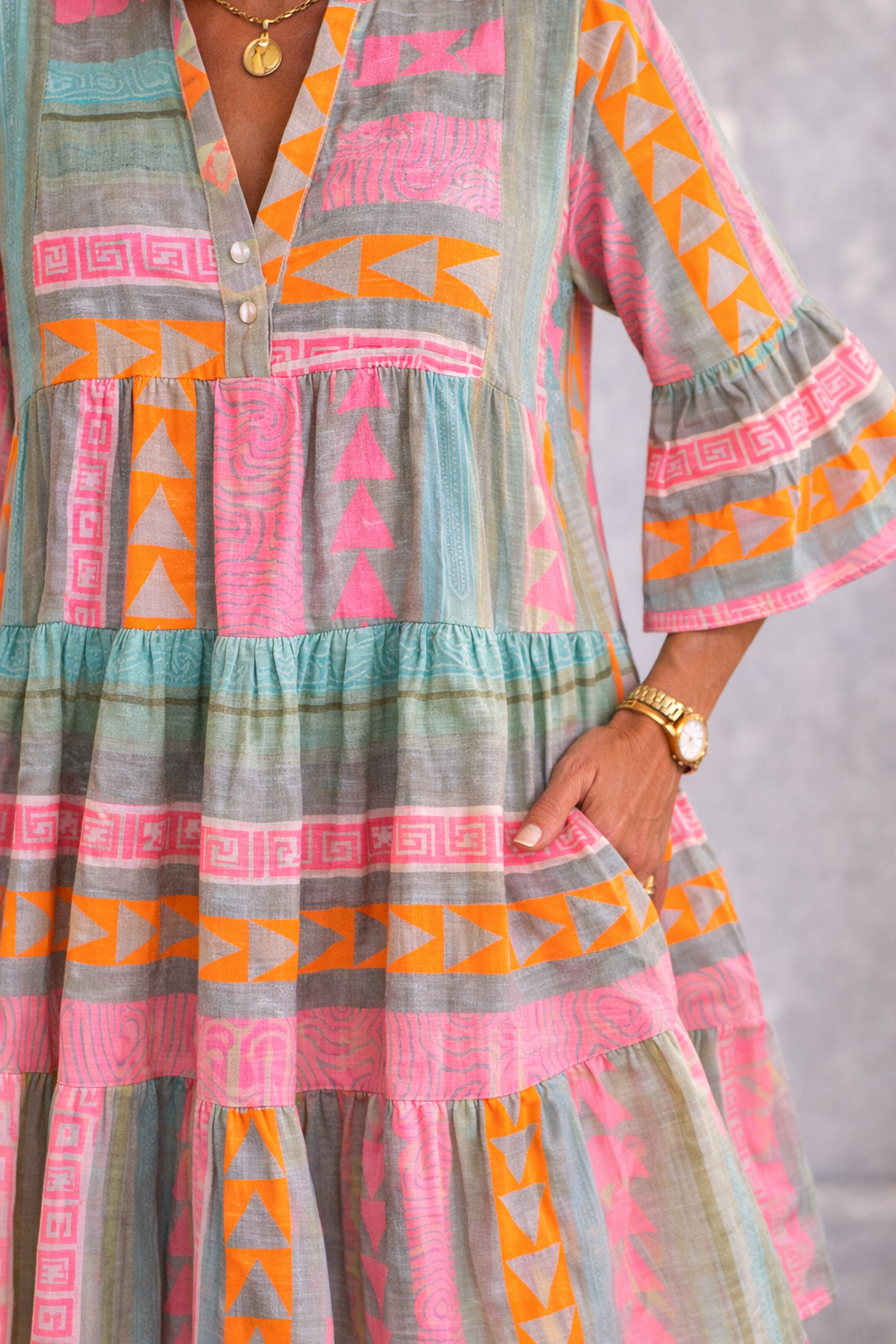 Elena | Vestido midi fluido estampado
