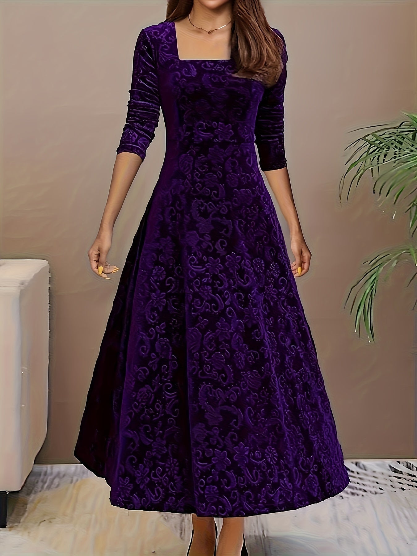 Clarissa | Vestido Navideño de Terciopelo Elegante