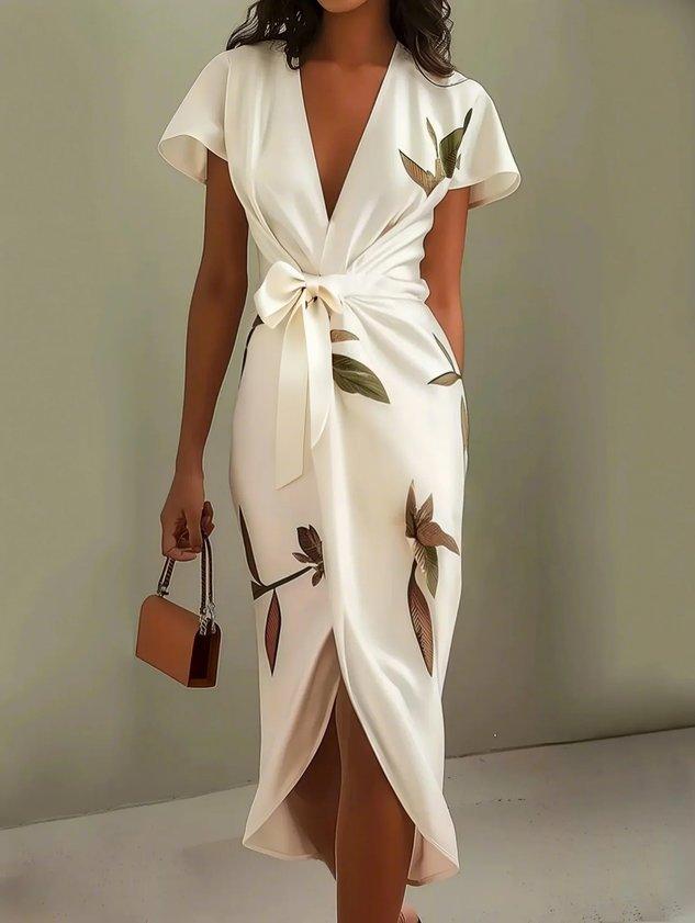 MADISON | VESTIDO MIDI CRUZADO CON ESTAMPADO BOTÁNICO Y ELEGANCIA ATEMPORAL