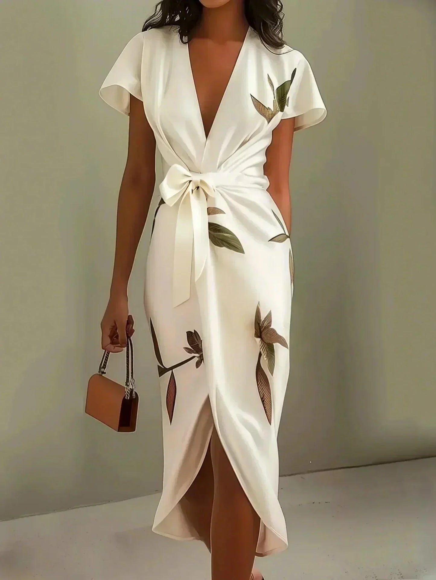 MADISON | VESTIDO MIDI CRUZADO CON ESTAMPADO BOTÁNICO Y ELEGANCIA ATEMPORAL