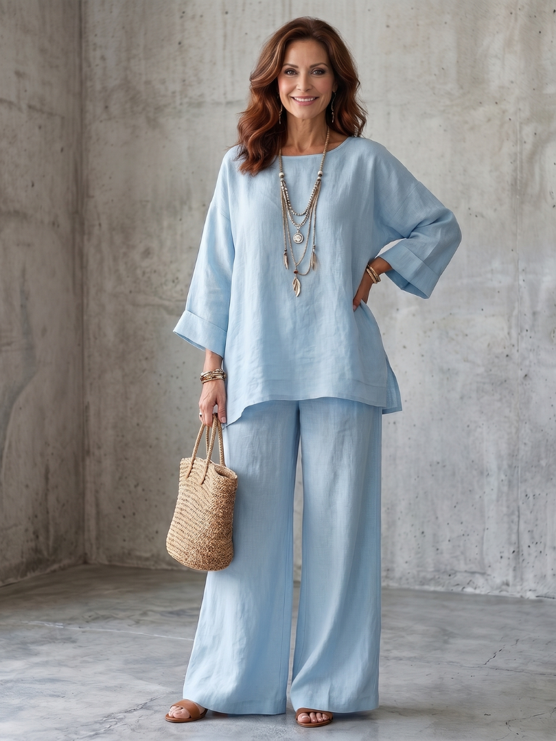 PRUE | CONJUNTO DE TÚNICA OVERSIZE Y PANTALÓN DE PERNERA ANCHA