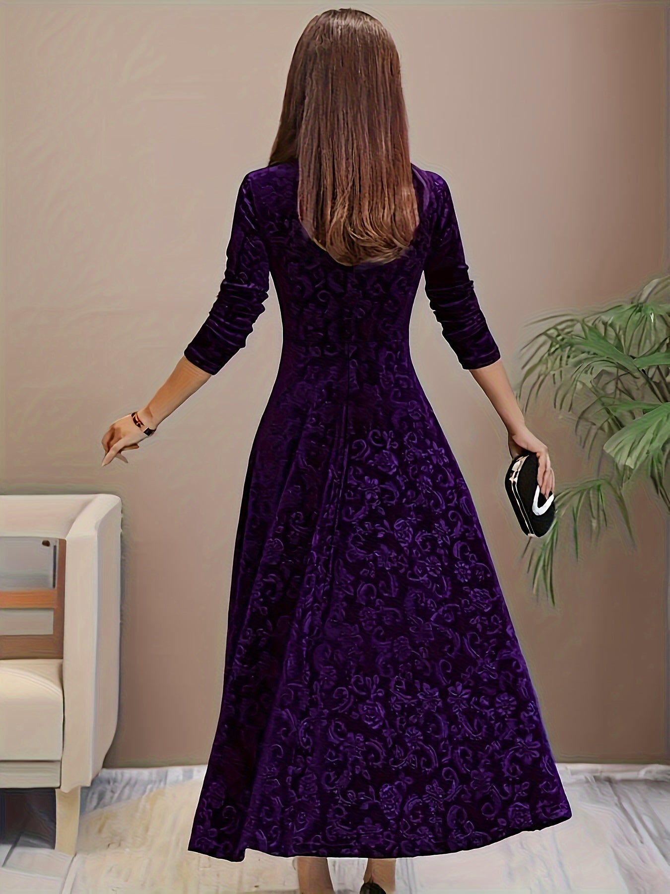 Clarissa | Vestido Navideño de Terciopelo Elegante