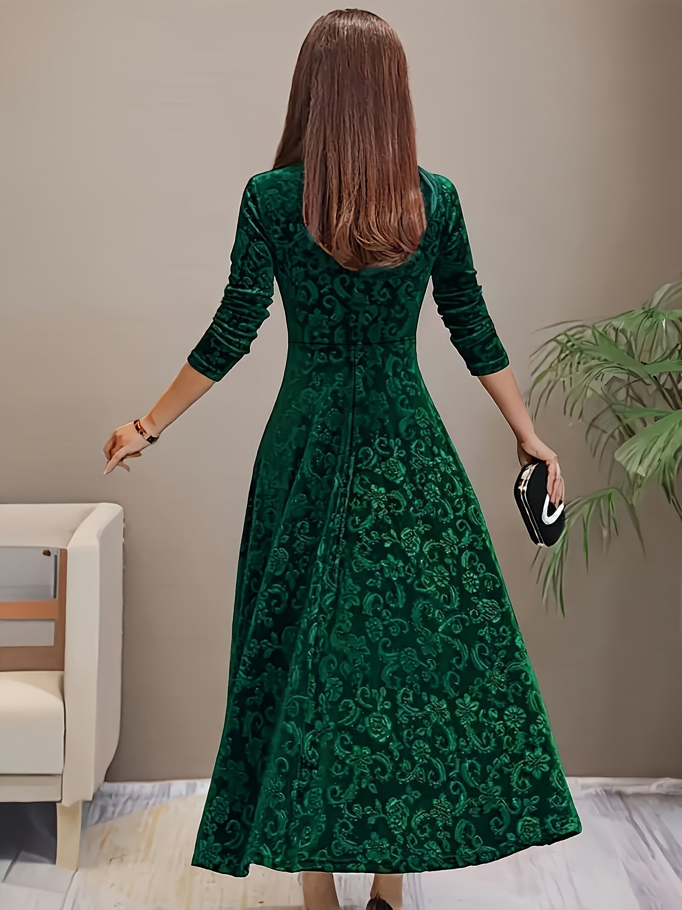 Clarissa | Vestido Navideño de Terciopelo Elegante