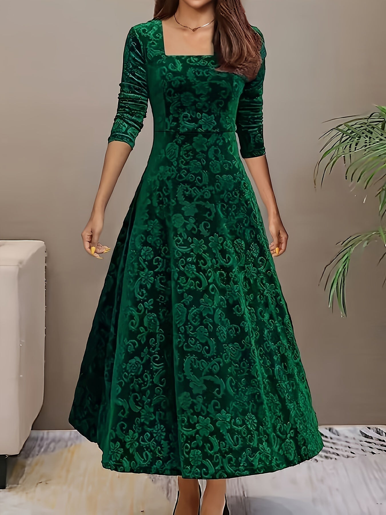 Clarissa | Vestido Navideño de Terciopelo Elegante