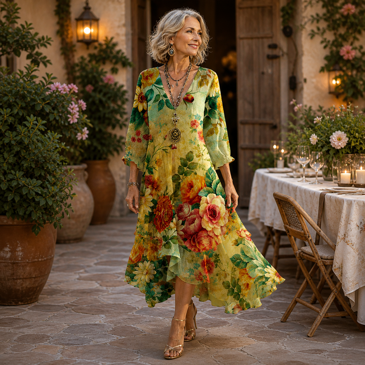 Janessa | Vestido Midi Floral Elegante