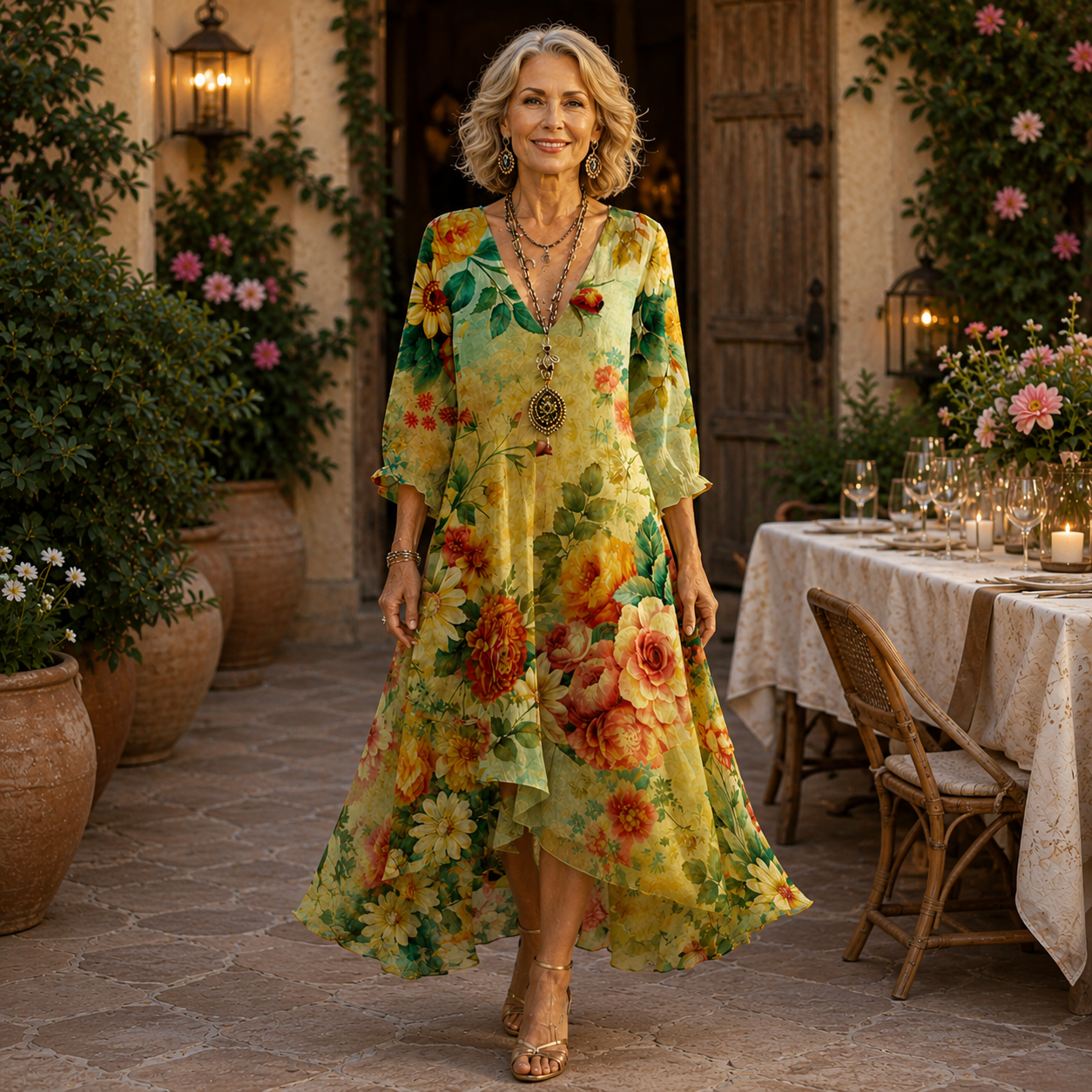 Janessa | Vestido Midi Floral Elegante