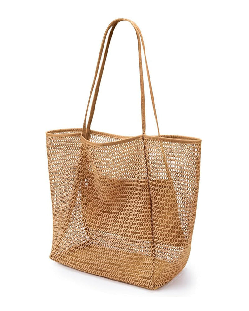 Bolso Tote de Playa Bohemio de Malla con Gran Capacidad