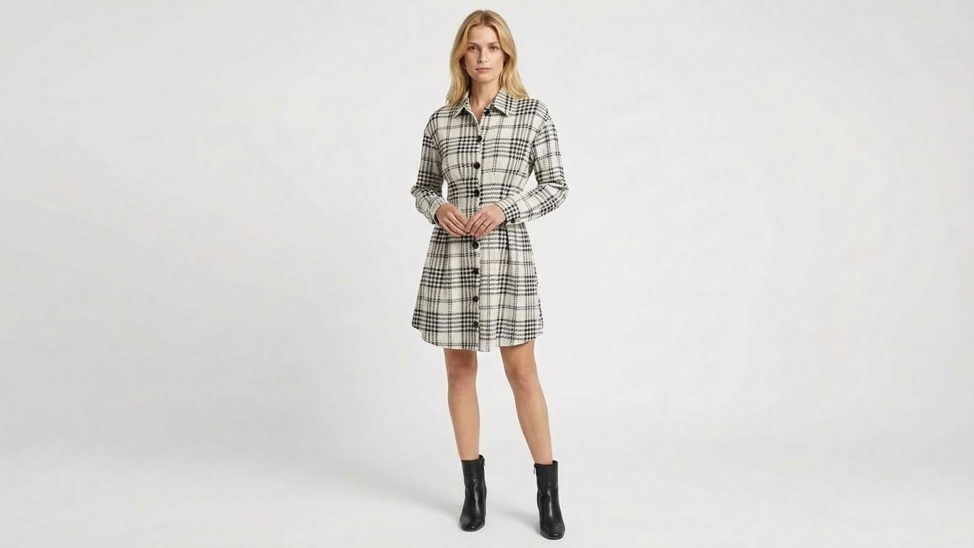 Maria | Vestido Casual con Cuadros y Silueta Estilizada