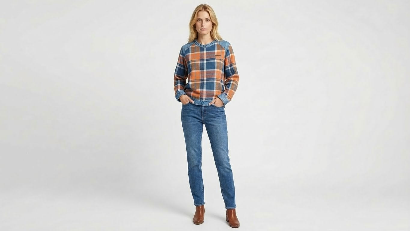 Luisa | Sudadera Moderna con Estampado Patchwork de Cuadros