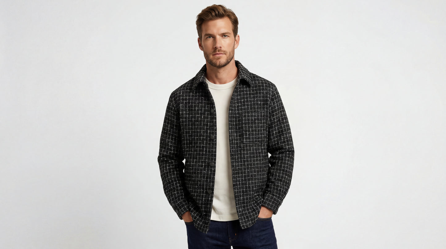 Houndstooth | Sobrecamisa Tweed de Cuadros Clásicos