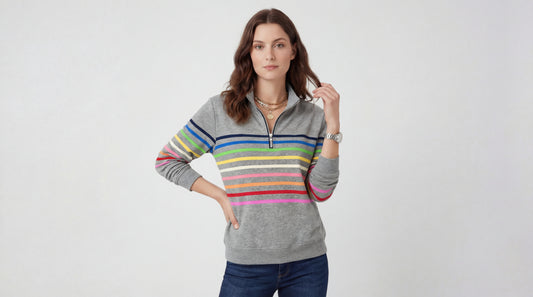 Vienna | Top de Media Cremallera con Estilo a Rayas