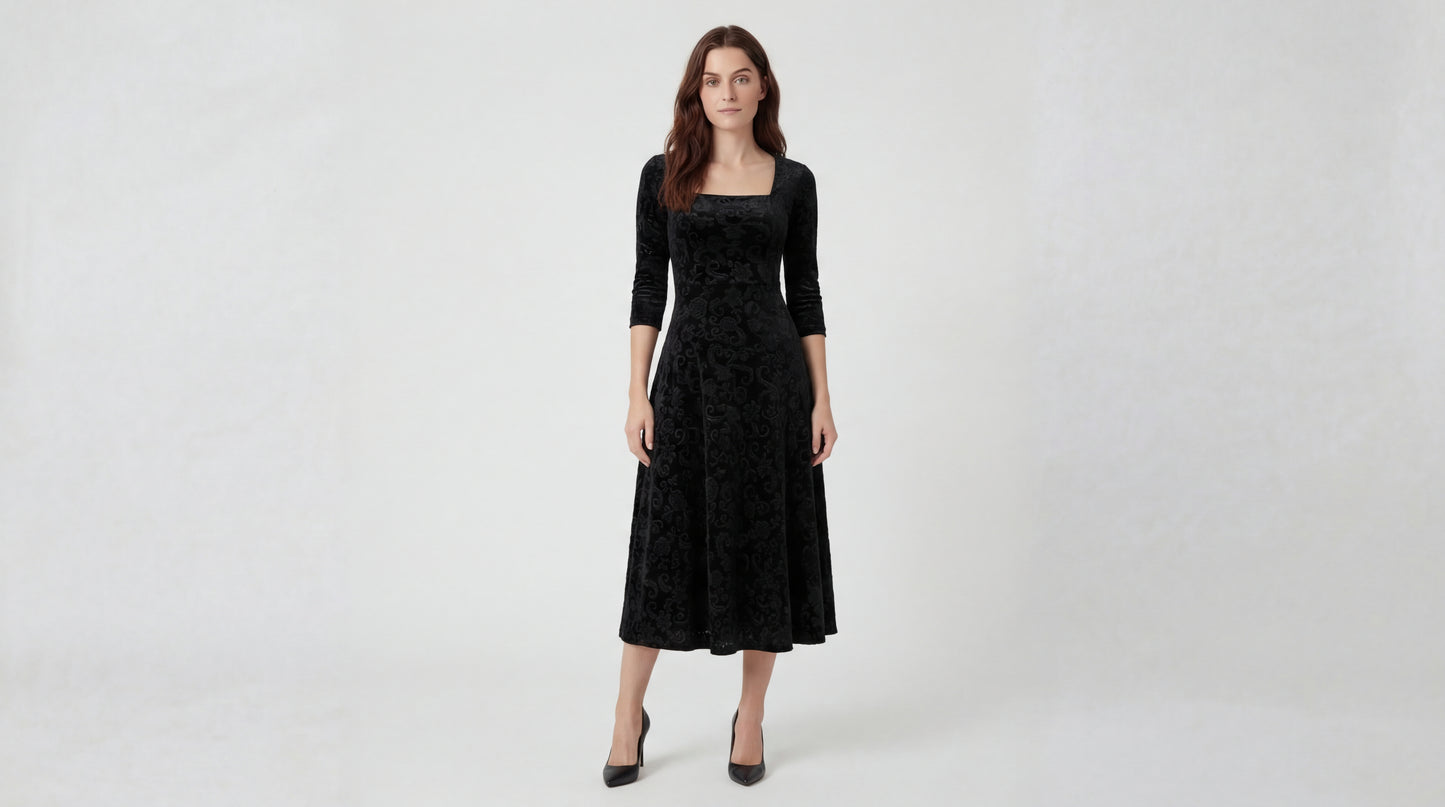 Clarissa | Vestido Navideño de Terciopelo Elegante