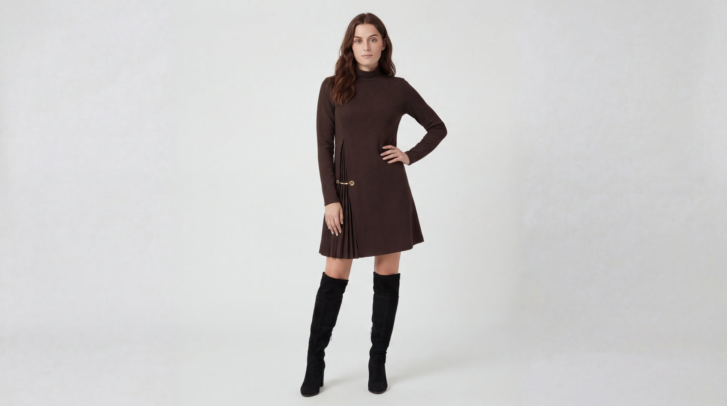 Charlotte | Vestido Plisado de Manga Larga
