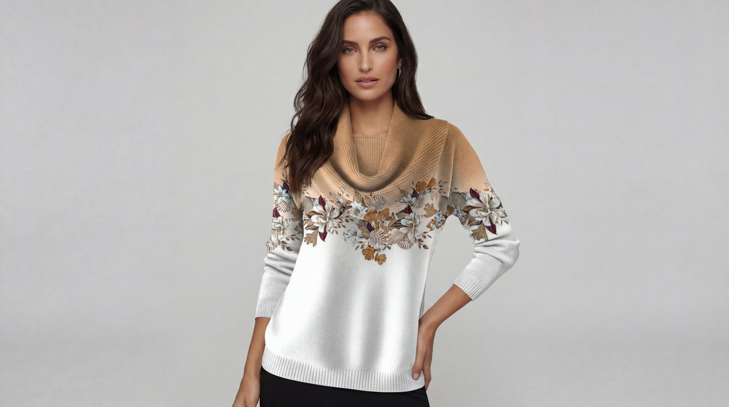 Alora™ | Jersey Floral con Cuello Drapeado