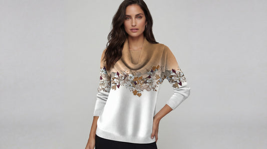 Alora™ | Jersey Floral con Cuello Drapeado