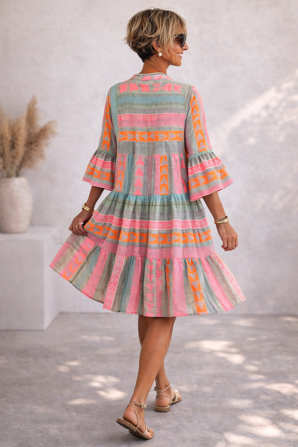 Elena | Vestido midi fluido estampado