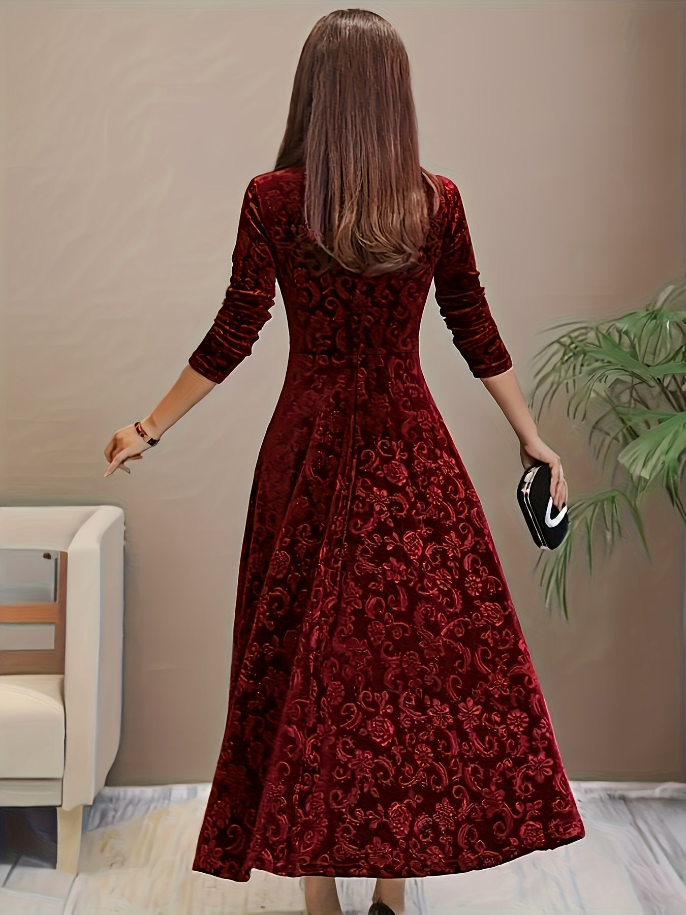 Clarissa | Vestido Navideño de Terciopelo Elegante