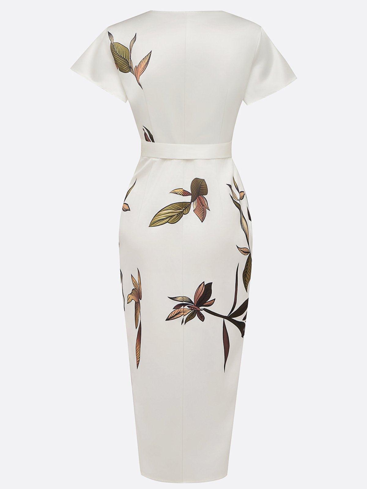 MADISON | VESTIDO MIDI CRUZADO CON ESTAMPADO BOTÁNICO Y ELEGANCIA ATEMPORAL