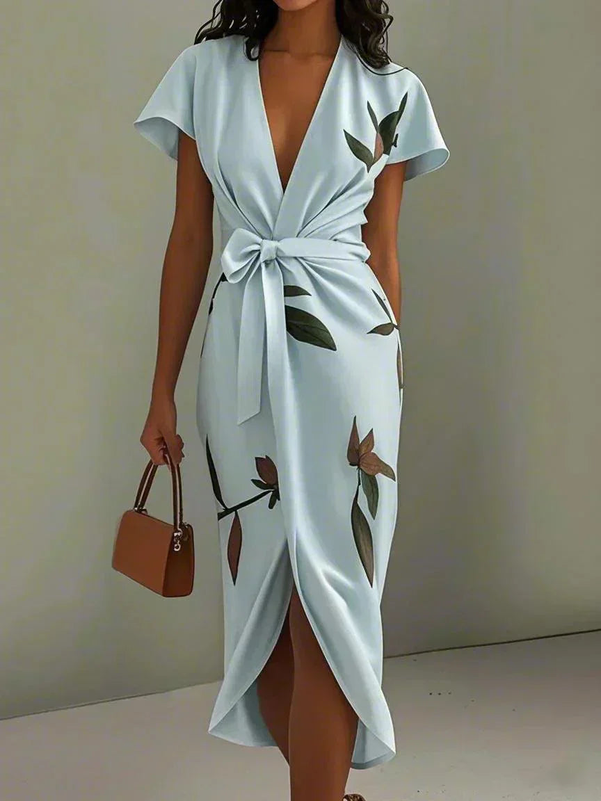 MADISON | VESTIDO MIDI CRUZADO CON ESTAMPADO BOTÁNICO Y ELEGANCIA ATEMPORAL