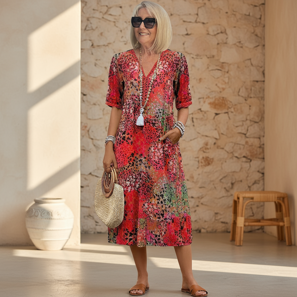 CALLIE | VESTIDO MIDI VIBRANTE DE CORTE FAVORECEDOR Y ESTILO SIN ESFUERZO