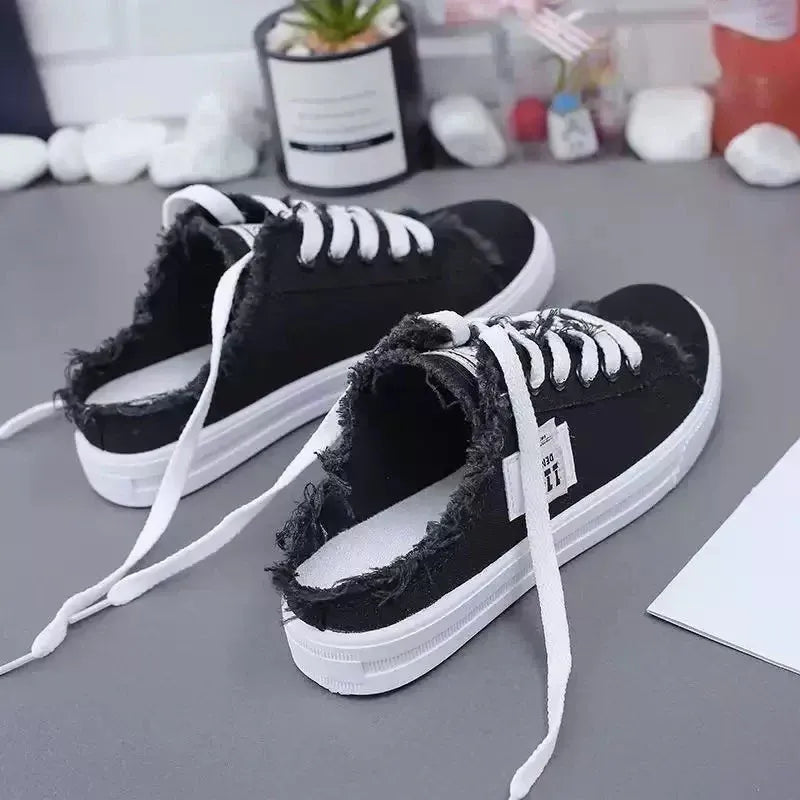 Zapatillas Mule de Denim Deshilachado para Mujer
